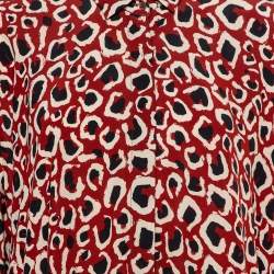 Pre Owned Gucci Brown Abstract Printed Silk Oversized Button Front Shirt M