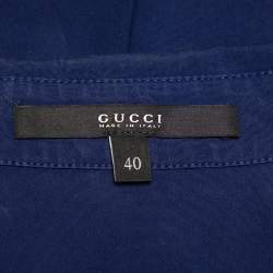 Pre Owned Gucci Navy Blue Cotton Paneled Button Front Shirt S