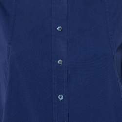 Pre Owned Gucci Navy Blue Cotton Paneled Button Front Shirt S