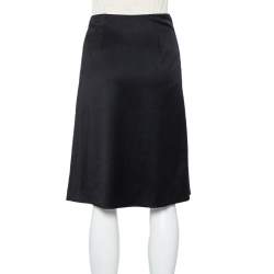 Gucci Black Wool Pleated Detail Belted Skirt S