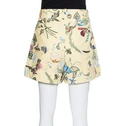Pre Owned Gucci Yellow Floral Printed Cotton Shorts S
