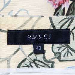 Pre Owned Gucci Yellow Floral Printed Cotton Shorts S