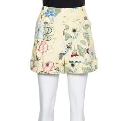 Pre Owned Gucci Yellow Floral Printed Cotton Shorts S
