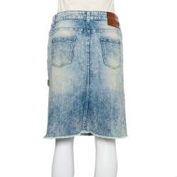 مملوكة مسبقًا Gucci Blue Denim Crystal Embellished Mini Skirt S