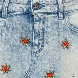 مملوكة مسبقًا Gucci Blue Denim Crystal Embellished Mini Skirt S