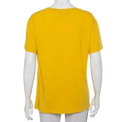 مملوكة مسبقًا Gucci Yellow Cotton Logo Printed Coco Capitan Distressed T-Shirt S