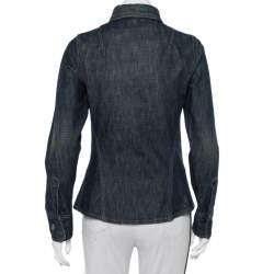 Pre Owned Gucci Navy Blue Denim Button Front Shirt S