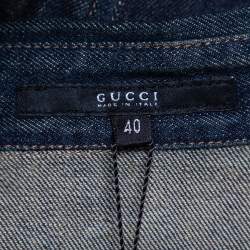 Pre Owned Gucci Navy Blue Denim Button Front Shirt S