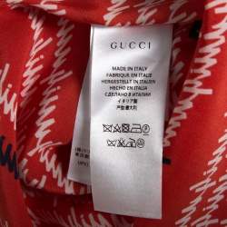 Pre Owned قميص غوتشي أزرار أمامية حرير طباعة شعار تجريدي أحمر مقاس صغير