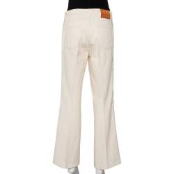 Pre Owned Gucci Cream Denim Side Stripe Trim Flared Leg Jeans M