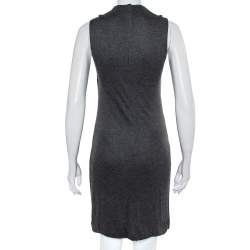 Pre Owned Gucci Grey Knit Draped Sleeveless Shift Dress S