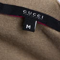 Pre Owned Gucci Beige Silk & Cashmere Contrast Trim Button Front Cardigan M