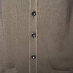 Pre Owned Gucci Beige Silk & Cashmere Contrast Trim Button Front Cardigan M
