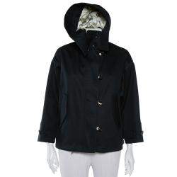 Pre Owned Gucci Black Cotton Canvas Zip Front Hooded Jacket S