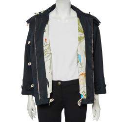 Pre Owned Gucci Black Cotton Canvas Zip Front Hooded Jacket S