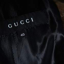 مملوكة مسبقًا Gucci Brown Logo Monogram Velvet Belted Trench Coat S