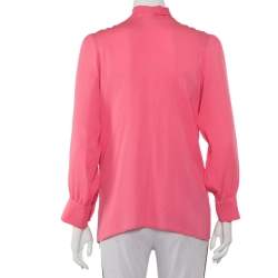 Pre Owned توب غوتشي حرير وردي بربطة مزينة مقاس متوسط - ميديوم