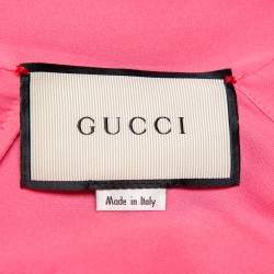 Pre Owned توب غوتشي حرير وردي بربطة مزينة مقاس متوسط - ميديوم