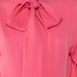 Pre Owned توب غوتشي حرير وردي بربطة مزينة مقاس متوسط - ميديوم