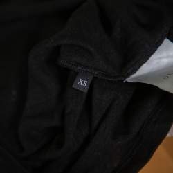 Pre Owned تي شيرت غوتشي كتان مطبوع مزخرف مورد أسود مقاس صغير جداً (اكس سمول)