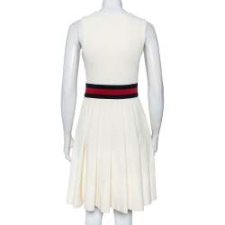 Pre Owned فستان غوتشي جبردين أوف وايت بطيات مقاس صغير - سمول