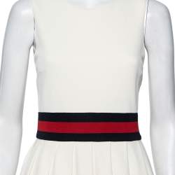 Pre Owned فستان غوتشي جبردين أوف وايت بطيات مقاس صغير - سمول