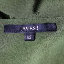 Pre Owned فستان ماكسي غوتشي كريب ديرابيه أخضر بلا أكمام مقاس متوسط - ميديوم