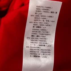 Pre Owned Gucci Red Wool & Silk Logo Belt Detail Knee Length Skirt M