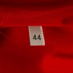 Pre Owned Gucci Red Wool & Silk Logo Belt Detail Knee Length Skirt M