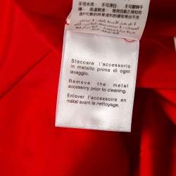 Pre Owned Gucci Red Wool & Silk Logo Belt Detail Knee Length Skirt M
