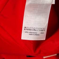 Pre Owned Gucci Red Wool & Silk Logo Belt Detail Knee Length Skirt M