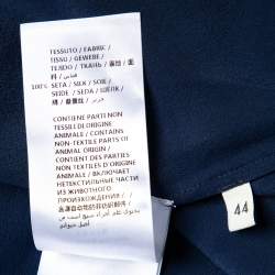 Pre Owned Gucci Navy Blue Silk Contrast Trim Neck Tie Detail Shirt M