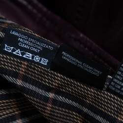 Pre Owned Gucci Burgundy Leather Double Breasted Belted Coat S