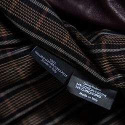 Pre Owned Gucci Burgundy Leather Double Breasted Belted Coat S