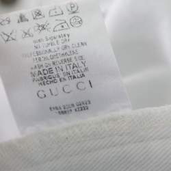 Pre Owned Gucci White Denim Logo Printed Mini Skirt M
