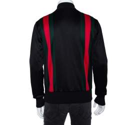 Gucci Black Jersey Web Stripe Detail Technical Bomber Jacket S