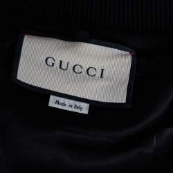 Gucci Black Jersey Web Stripe Detail Technical Bomber Jacket S