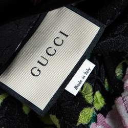 Pre Owned Gucci Black Climbing Roses Print Jacquard Silk Kimono L 