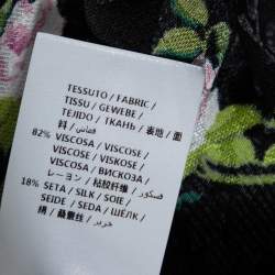 Pre Owned Gucci Black Climbing Roses Print Jacquard Silk Kimono L 