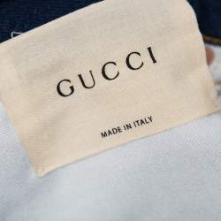 Pre Owned Gucci Blue Denim Tiger & Flower Embroidered Detail Regular Fit Jeans L