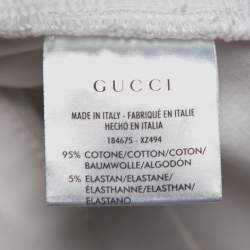 Pre Owned Gucci White Cotton Monogram Owl Detail Skinny Leggings M 