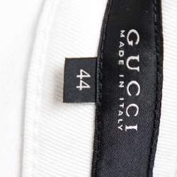 Pre Owned Gucci White Cotton Monogram Owl Detail Skinny Leggings M 