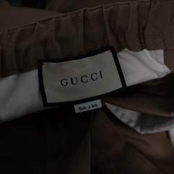 Gucci Khaki Cotton Contrast Stripe Logo Trim Detail Trousers L 