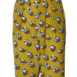Pre Owned Gucci Green Parasol Print Silk Palazzo Trousers L