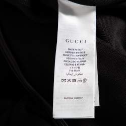 Pre Owned Gucci Black Silk Knit Chevron Print Flared Maxi Dress S