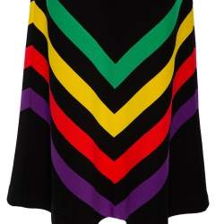 Pre Owned Gucci Black Silk Knit Chevron Print Flared Maxi Dress S