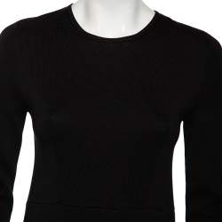 Pre Owned Gucci Black Silk Knit Chevron Print Flared Maxi Dress S