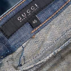 Pre Owned Gucci Blue Denim Zipped Pocket Detail Jeans L 