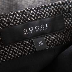 Pre Owned Gucci Grey Wool Pleated Waist Detail Pencil Skirt S