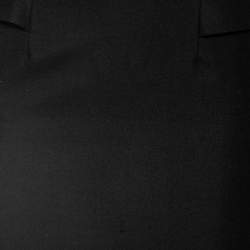 Pre Owned Gucci Black Wool Pleated Overlay Detail Pencil Skirt S